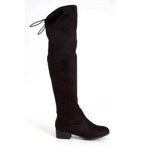 Soda Black Faux Suede Over the Knee Boots Sz 11